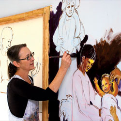 An Artist and A Christian:  Her murals adorn a church, a school and more